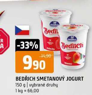 BEDŘICH SMETANOVÝ JOGURT 150 g vybrané druhy
