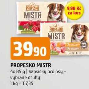 PROPESKO MISTR 4x 85 g kapsičky pro psy vybrané druhy