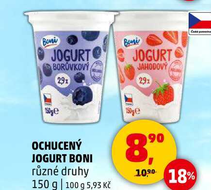 OCHUCENÝ JOGURT BONI různé druhy, 150 g 