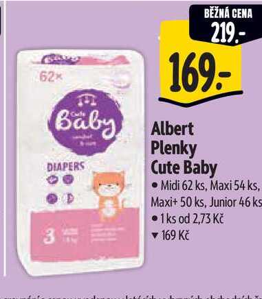   Albert Plenky Cute Baby Midi 62 ks, Maxi 54 ks, Maxi+ 50 ks, Junior 46 ks  