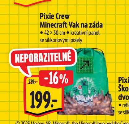 Pixie Crew Minecraft Vak na záda 42x30 cm 