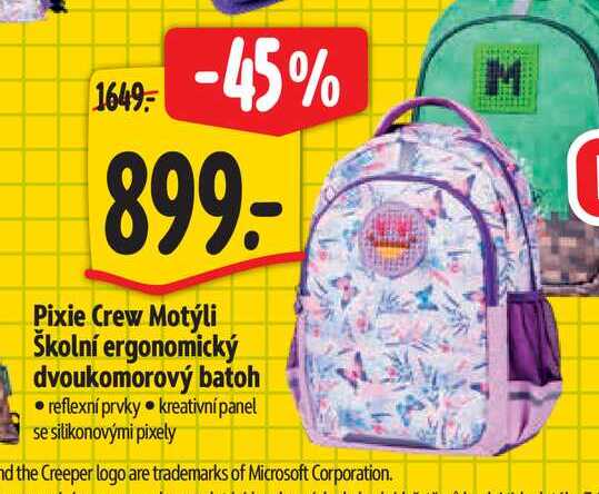  Pixie Crew Motýli Školní ergonomický dvoukomorový batoh 