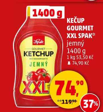 KEČUP GOURMET XXL SPAK jemný, 1400 g  