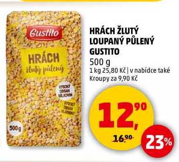 HRÁCH ŽLUTÝ LOUPANÝ PŮLENÝ GUSTITO, 500 g 