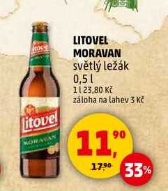 LITOVEL MORAVAN světlý ležák, 0,5 l