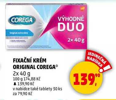 COREGA FIXAČNÍ KRÉM ORIGINAL, 2x 40 g 