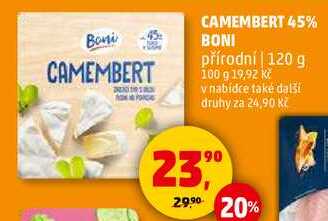 CAMEMBERT 45% BONI přírodní, 120 g 