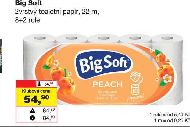 Big Soft 2vrstvý toaletní papír, 22 m, 8+2 role