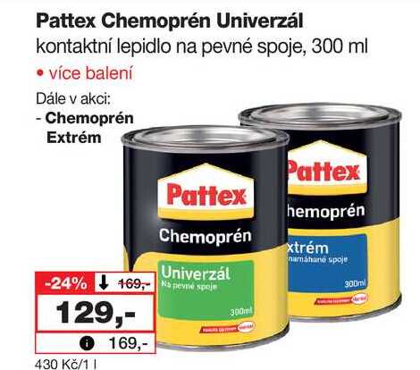 Pattex Chemoprén Univerzál kontaktní lepidlo na pevné spoje, 300 ml 