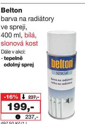 Belton barva na radiátory ve spreji, 400 ml, bílá, slonová kost 