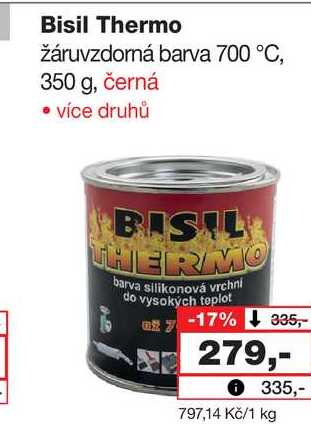 Bisil Thermo žáruvzdorná barva 700 °C, 350 g, černá