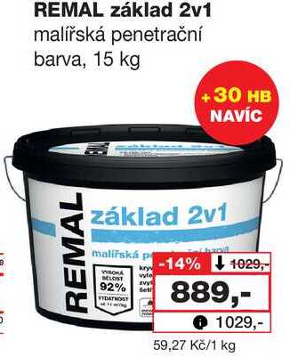 REMAL základ 2v1 malířská penetrační barva, 15 kg 
