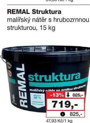 REMAL Struktura malířský nátěr s hrubozrnnou strukturou, 15 kg 