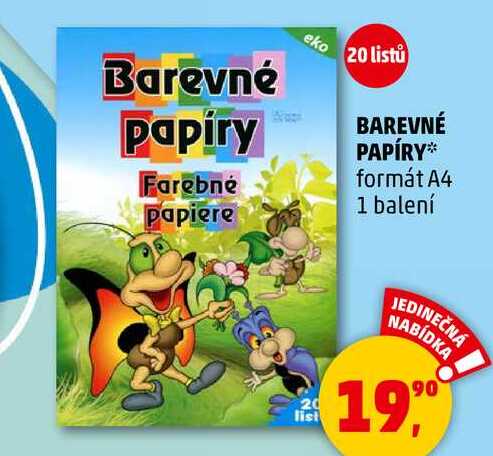 BAREVNÉ PAPÍRY formát A4, 1 balení 