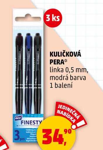 KULIČKOVÁ PERA linka 0,5 mm, modrá barva, 1 balení  