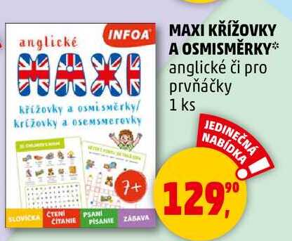 MAXI KŘÍŽOVKY A OSMISMĚRKY anglické či pro prvňáčky, 1 ks  