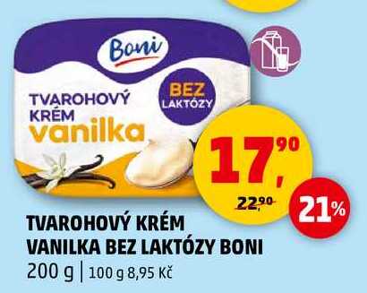 TVAROHOVÝ KRÉM VANILKA BEZ LAKTÓZY BONI, 200 g  