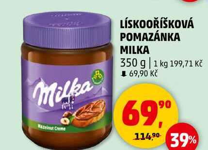 LÍSKOOŘÍŠKOVÁ POMAZÁNKA MILKA, 350 g 