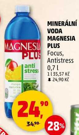 MINERÁLNÍ VODA MAGNESIA PLUS Focus, 0,7 l 