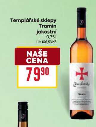 Templářské sklepy Tramin jakostní 0,75l