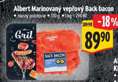 Albert Marinovaný vepřový Back bacon, 310 g