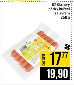 DZ Klatovy párky kuřecí se sýrem 250 g 