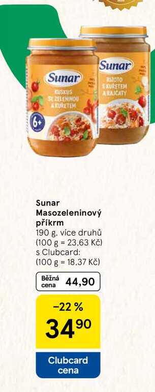 Sunar Masozeleninový příkrm, 190 g 