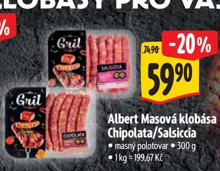  Albert Masová klobása Chipolata/Salsiccia  300 g