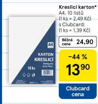 Kreslici karton, A4. 10 listů  