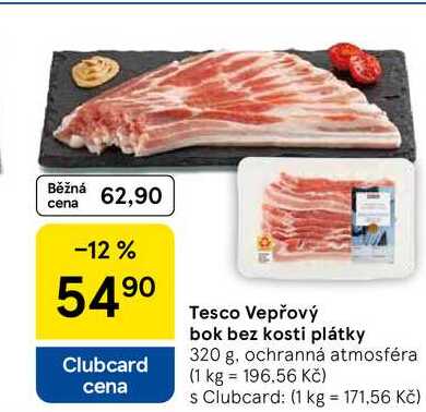 Tesco Vepřový bok bez kosti plátky, 320 g 