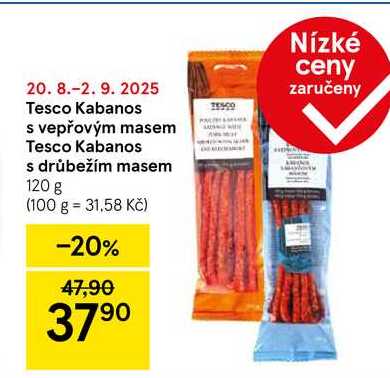 Tesco Kabanos s vepřovým masem, 120 g  