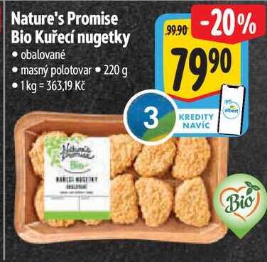 Nature's Promise Bio Kuřecí nugetky, 220 g