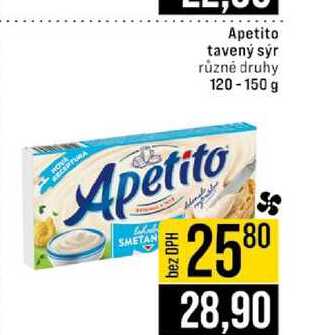 Apetito tavený sýr různé druhy 120-150 g 