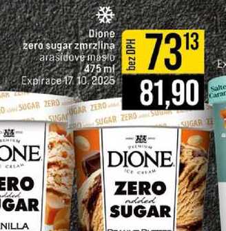 Dione zero sugar zmrzlina arasidove maslo 475 ml