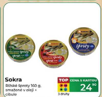 Sokra Rižské šproty 160 g. smažené v oleji + cibule 