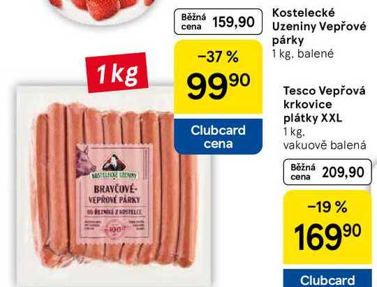 Kostelecké uzeniny vepřové párky, 1 kg