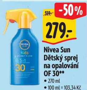 Nivea Sun Dětský sprej na opalování OF 30, 270 ml