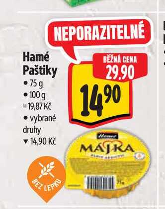 Hamé paštiky 75g, vybrané druhy