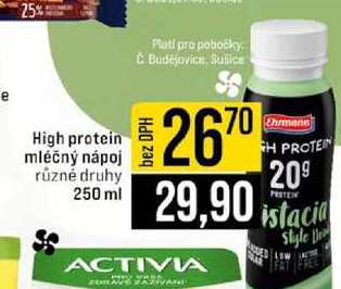 High protein mléčný nápoj různé druhy 250 ml 