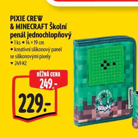 PIXIE CREW & MINECRAFT Školní penál jednochlopňový 