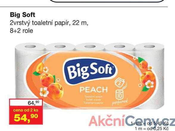 Big Soft 2vrstvý toaletní papír, 22 m, 8+2 role