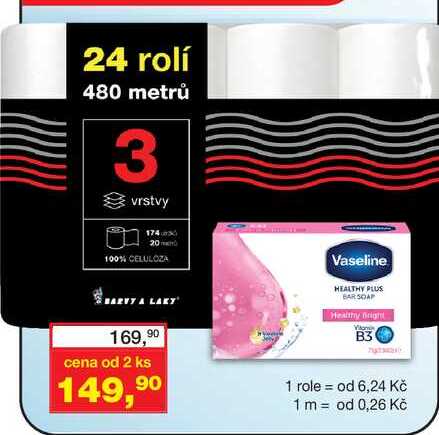Barvy a laky toaletní papír 3vrstvý, 24rolí