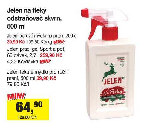 Jelen na fleky odstraňovač skvrn, 500 ml