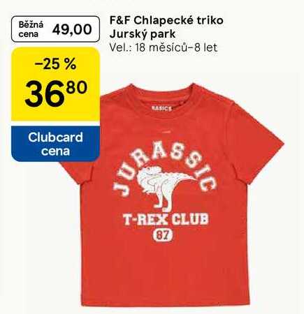 F&F Chlapecké triko Jurský park Vel.: 18 měsíců-8 let 
