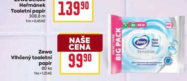 Zewa Vlhčený toaletní papír 80 ks