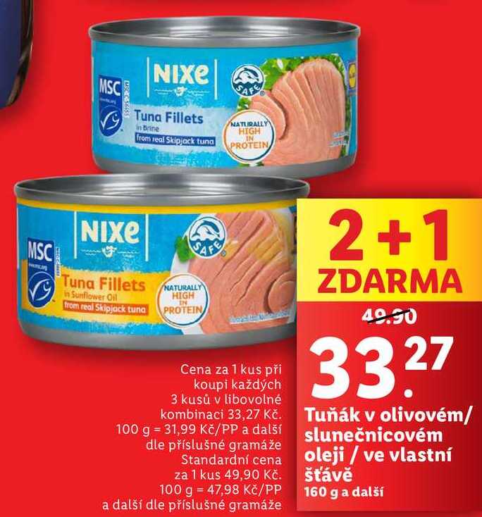 Tuňák v olivovém/slunečnicovém oleji/ve vlastní šťávě, 160 g a další 