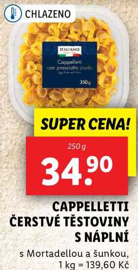 CAPPELLETTI ČERSTVÉ TĚSTOVINY S NÁPLNÍ, 250 g