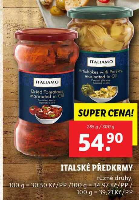 ITALSKÉ PŘEDKRMY, 285 g/300 g
