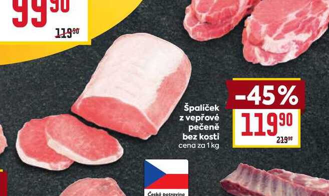 špalíček z vepřové pečeně bez kosti cena za 1 kg 
