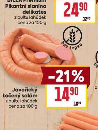 Pikantní slanina delikates z pultu lahůdek cena za 100 g 